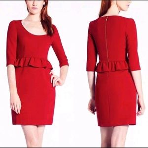 Kate Spade Deep Red Peplum Dress Size 8